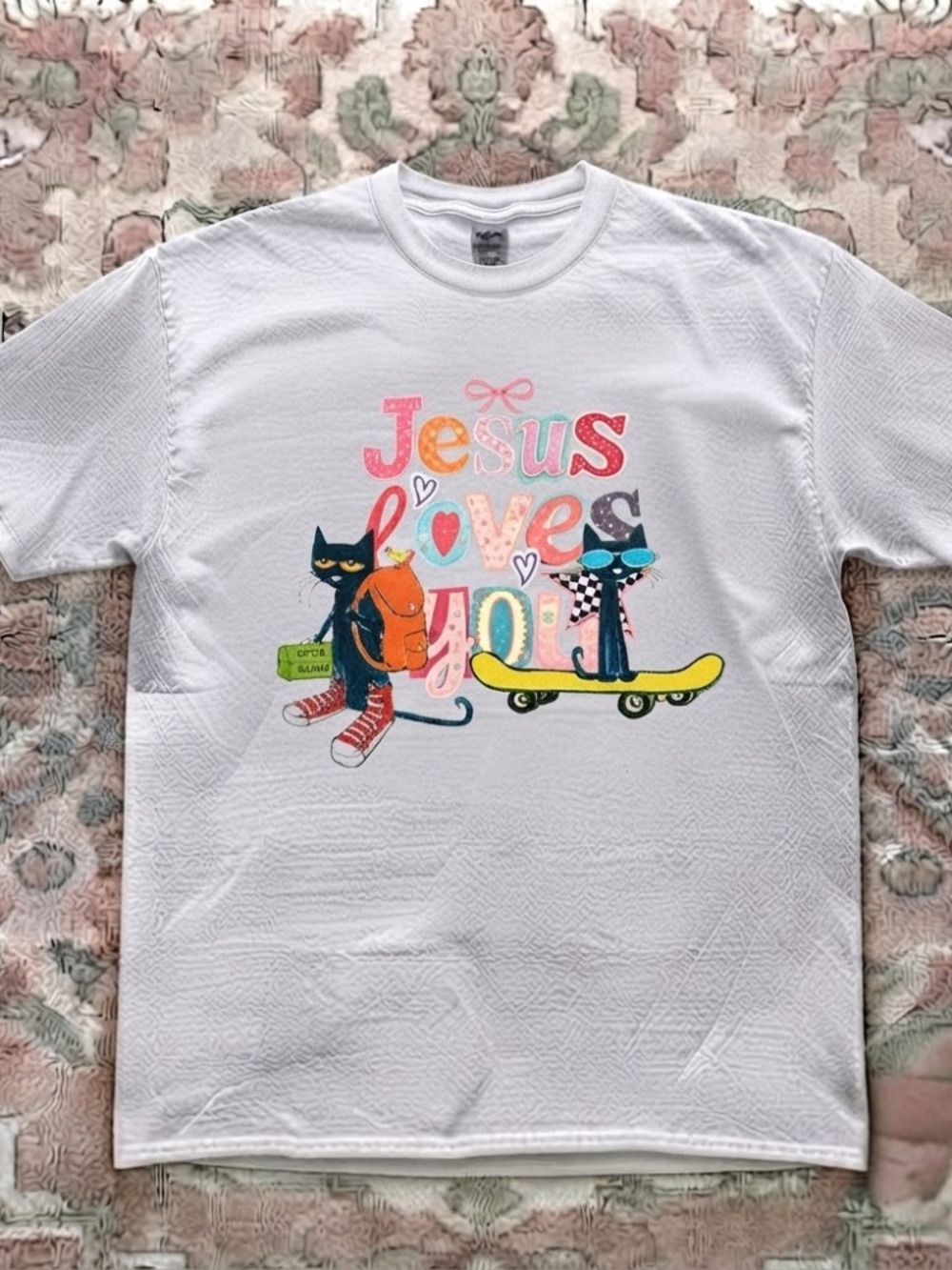 Jesus Loves You Pete The Cat Back To School Christian Faith Cute Vintage T-Shirt